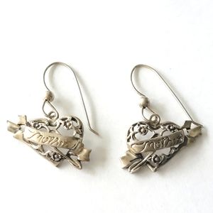 Ornate Sterling "Mother" Earrings